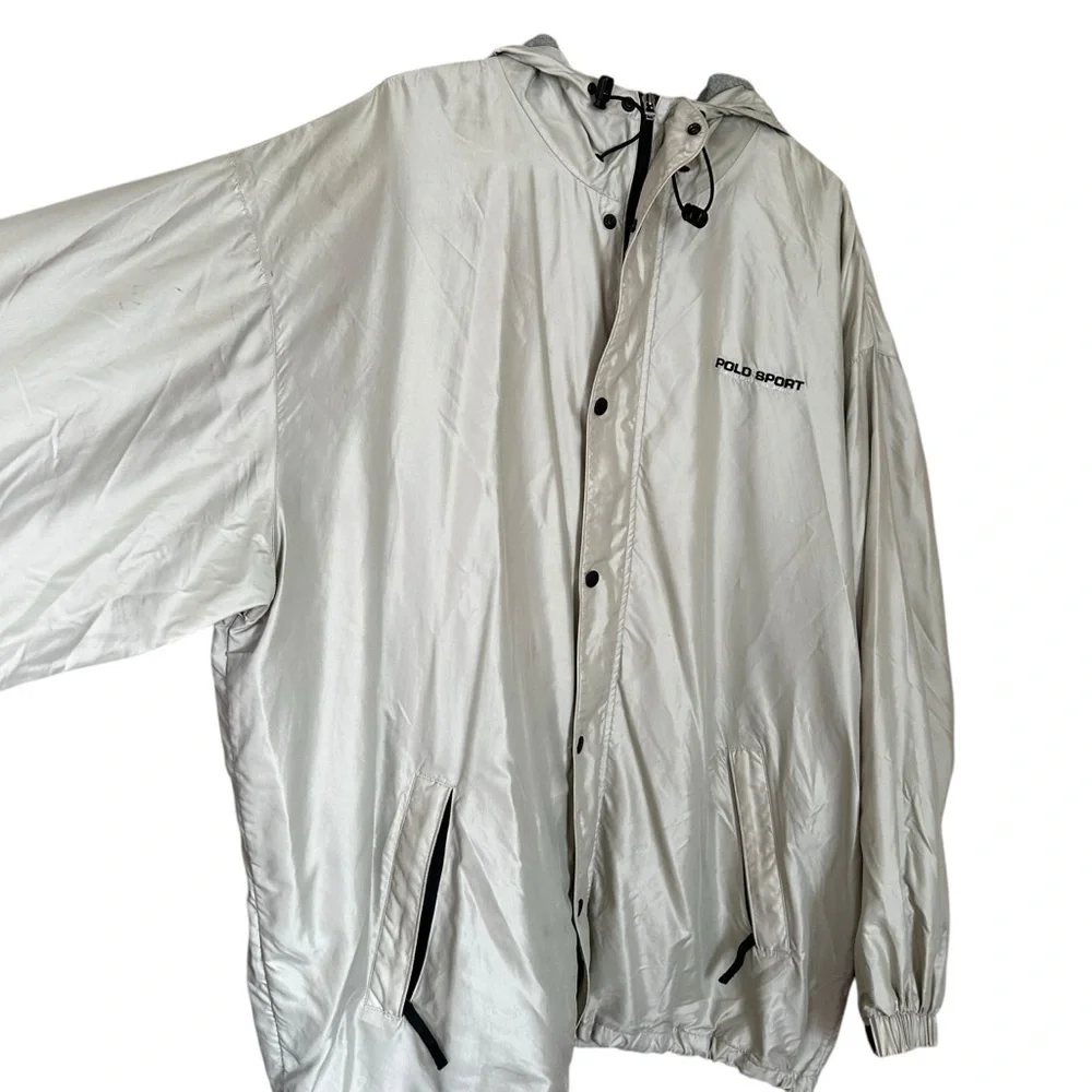 VTG 90’s Polo Sport Ralph Lauren Zip Ip Jacket Beige Men’s Sz XL Lined Rain Coat